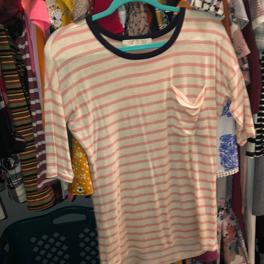 Orange tan striped top